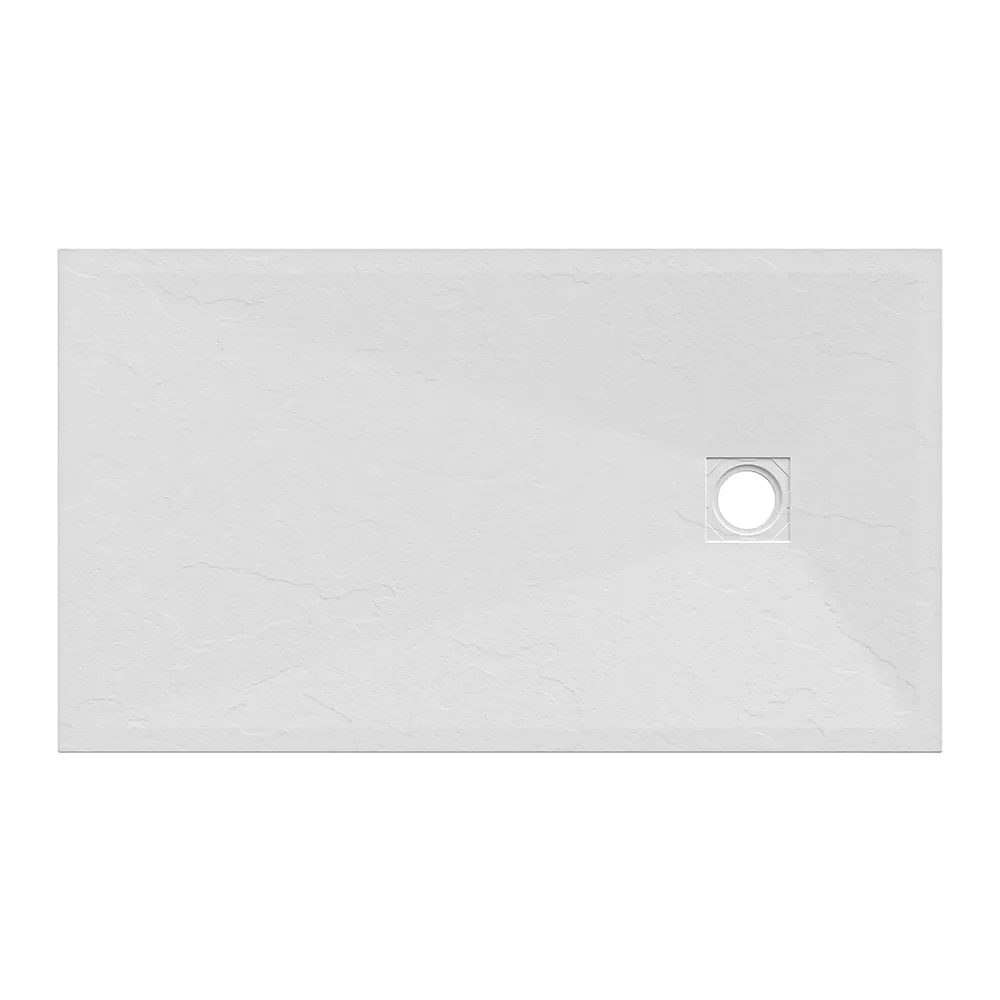 Piatto doccia rettangolare 90x100 cm in marmoresina bianco effetto pietra h3 cm | Milos - Image 8