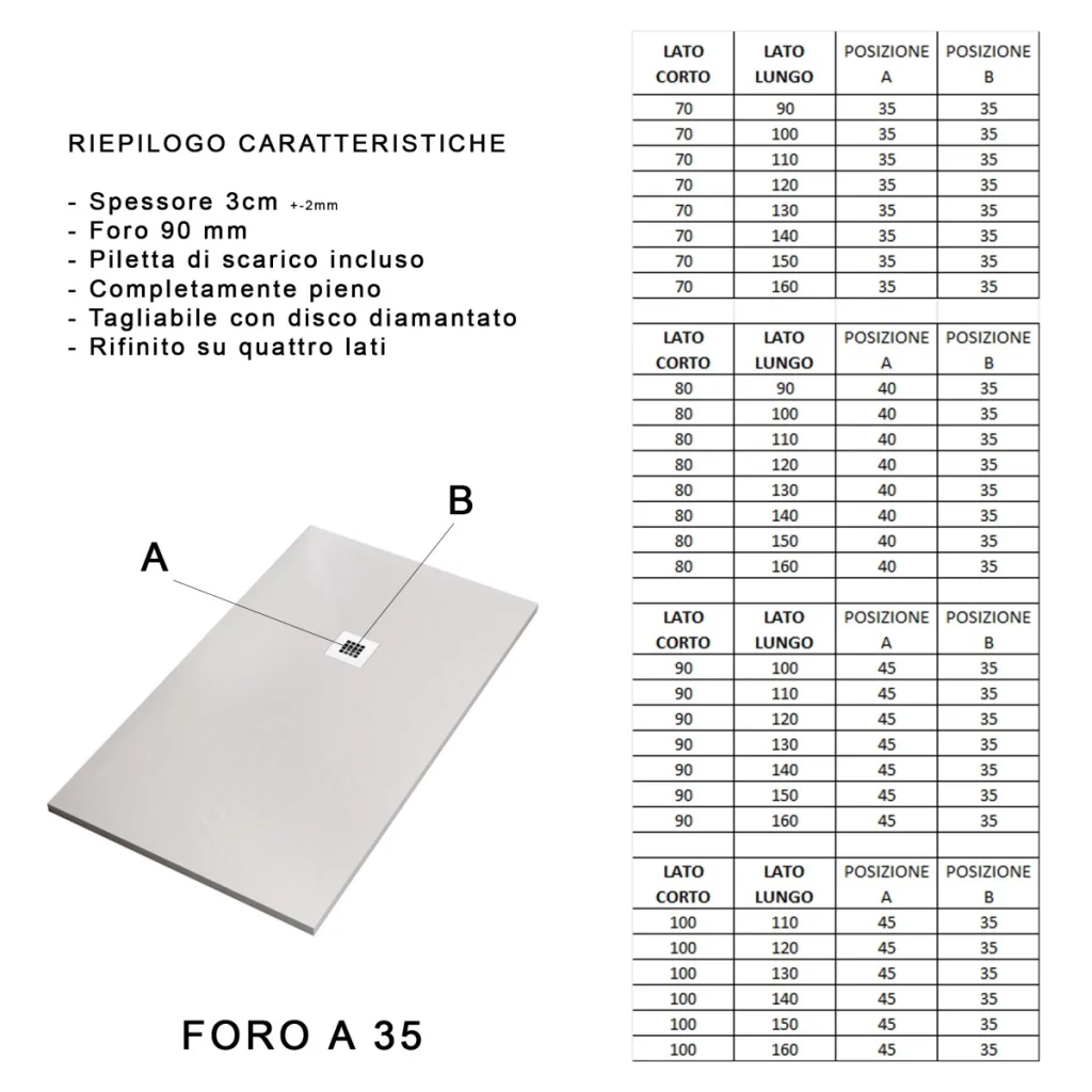Piatto doccia tortora in marmoresina con griglia inox e piletta gratis - star plus, misura 80x120 - Image 5