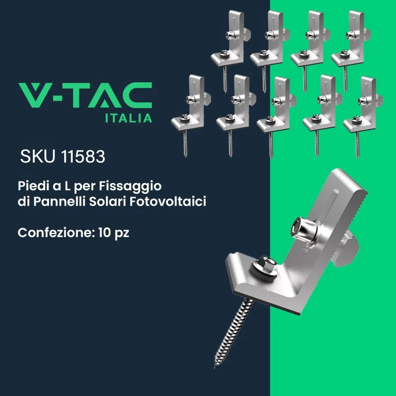 Piedi a L per Fissaggio di Pannelli Solari Fotovoltaici (10 Pezzi) SKU-11583 - Image 4
