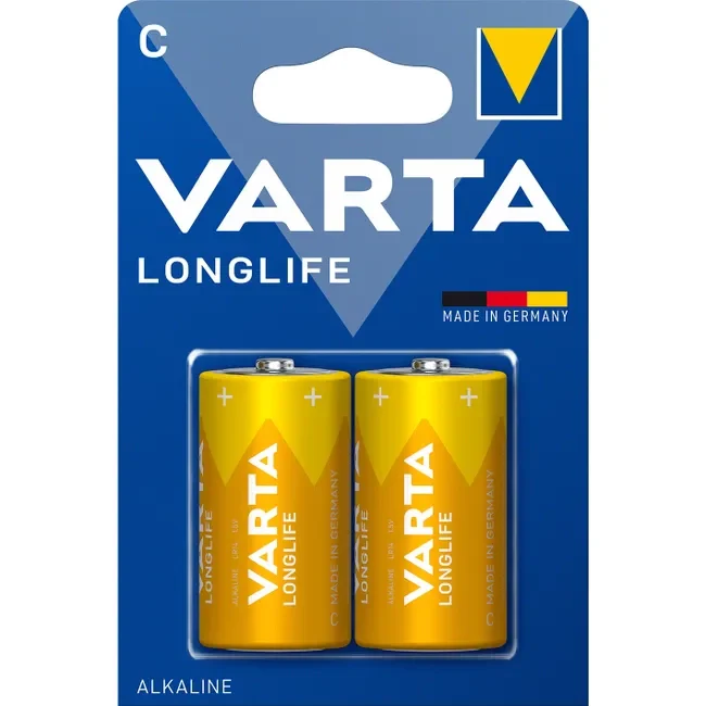 PILA MEZZA TORCIA LONGLIFE 'LR14' Pz 2 - 1,5 V - C- 6 confezione - VARTA