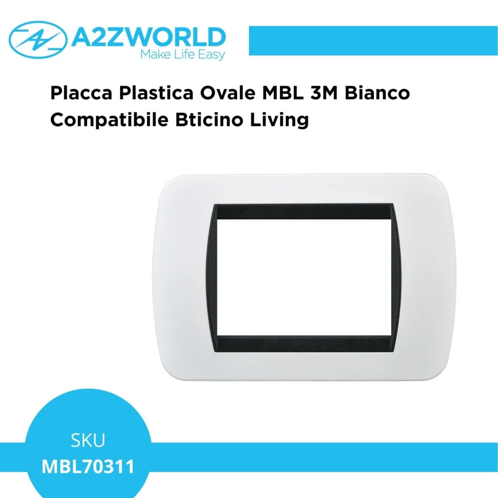 Placca Plastica Ovale MBL 3M Bianco Compatibile Bticino Living BLN88301 - Image 2
