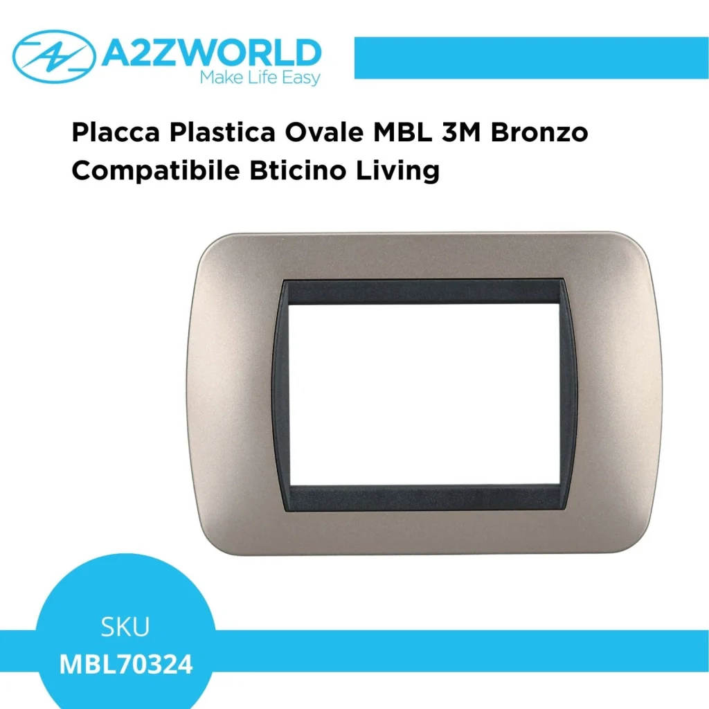 Placca Plastica Ovale MBL 3M Bronzo Compatibile Bticino Living BLN88310 - Image 2