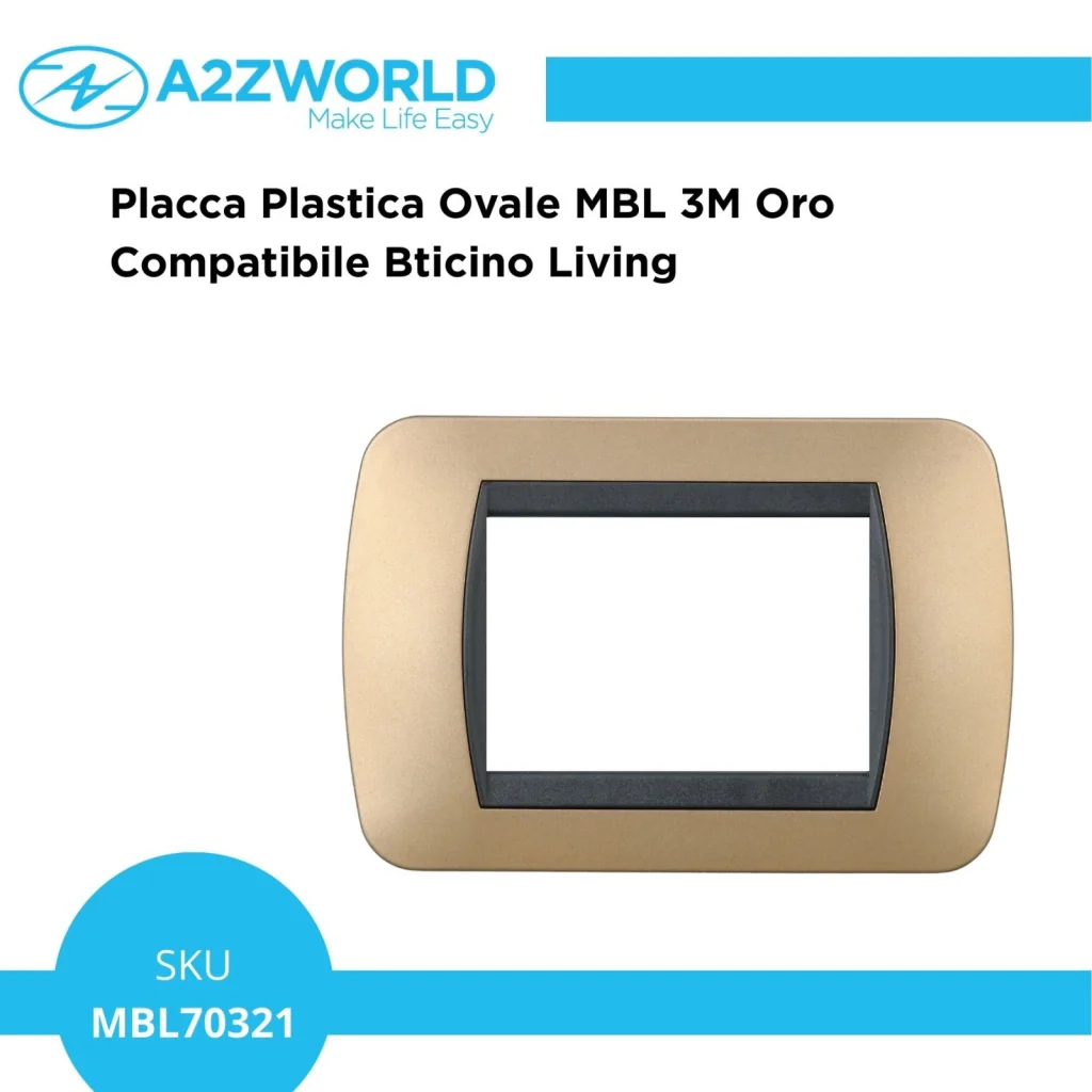 Placca Plastica Ovale MBL 3M Oro Compatibile Bticino Living BLN88311 - Image 2