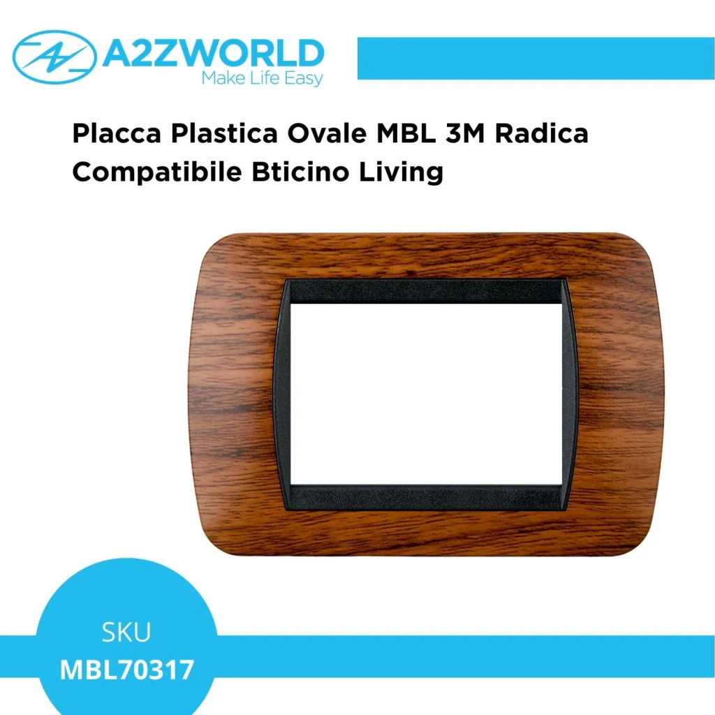 Placca Plastica Ovale MBL 3M Radica Compatibile Bticino Living BLN88303 - Image 2