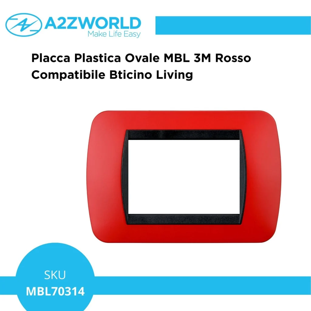 Placca Plastica Ovale MBL 3M Rosso Compatibile Bticino Living - Image 2
