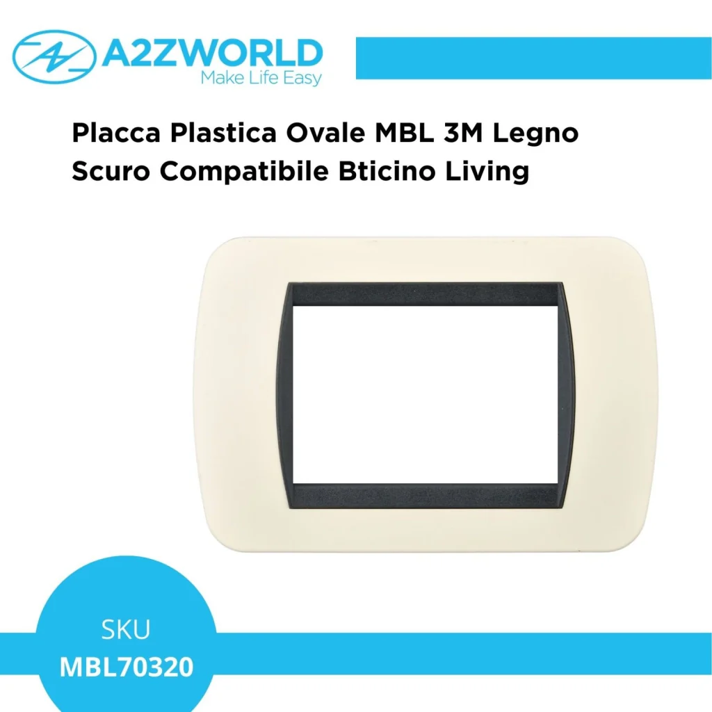 Placca Plastica Ovale MBL 3M Sabbia Compatibile Bticino Living BLN88309 - Image 2