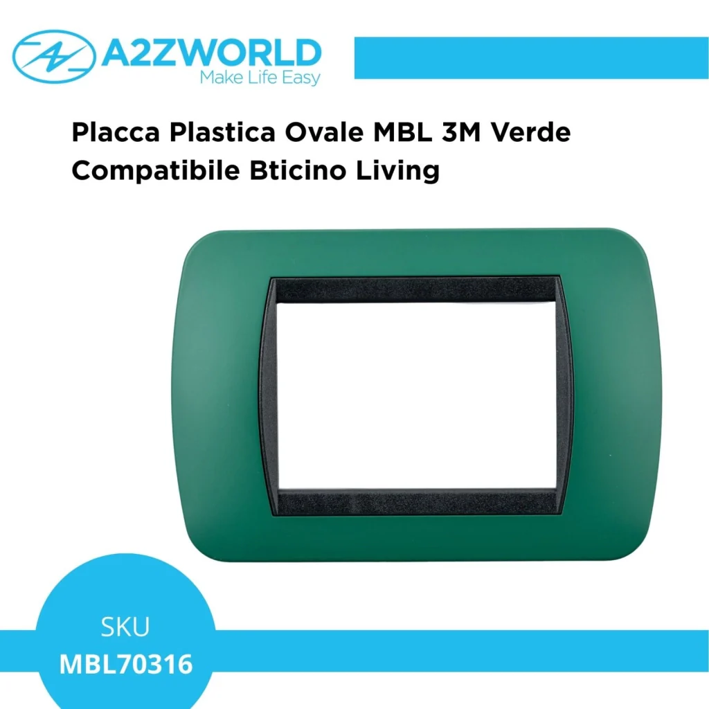 Placca Plastica Ovale MBL 3M Verde Compatibile Bticino Living - Image 2