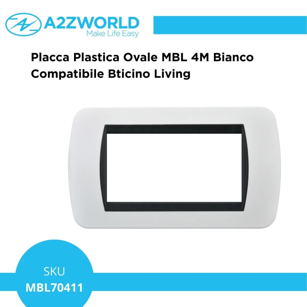 Placca Plastica Ovale MBL 4M Bianco Compatibile Bticino Living BLN88401 - Image 2