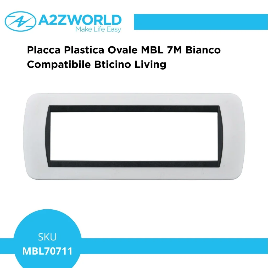 Placca Plastica Ovale MBL 7M Bianco Compatibile Bticino Living BLN88701 - Image 2