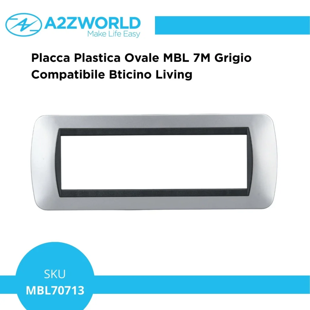 Placca Plastica Ovale MBL 7M Grigio Compatibile Bticino Living BLN88706 - Image 2