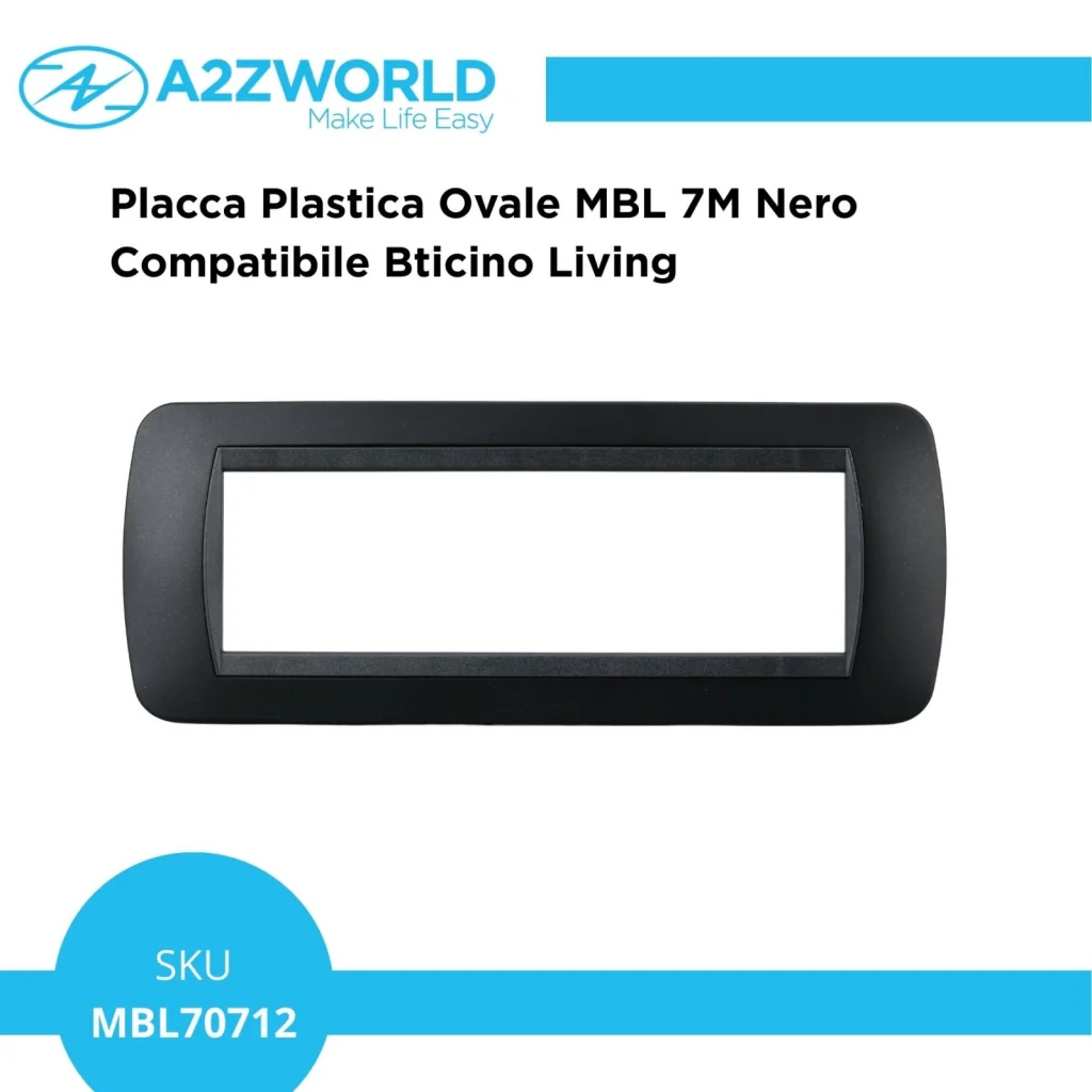 Placca Plastica Ovale MBL 7M Nero Compatibile Bticino Living BLN88702 - Image 2