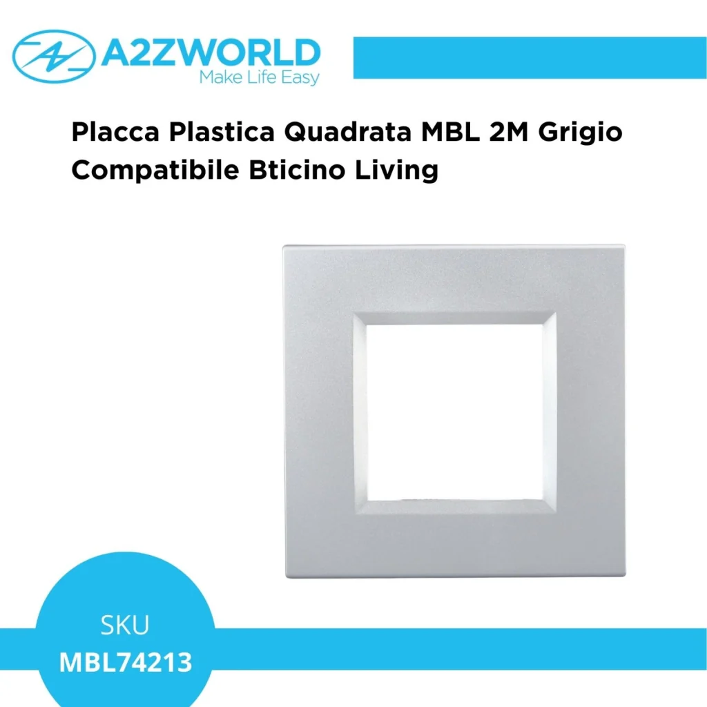 Placca Plastica Quadrata MBL 2M Grigio Compatibile Bticino Living - Image 2