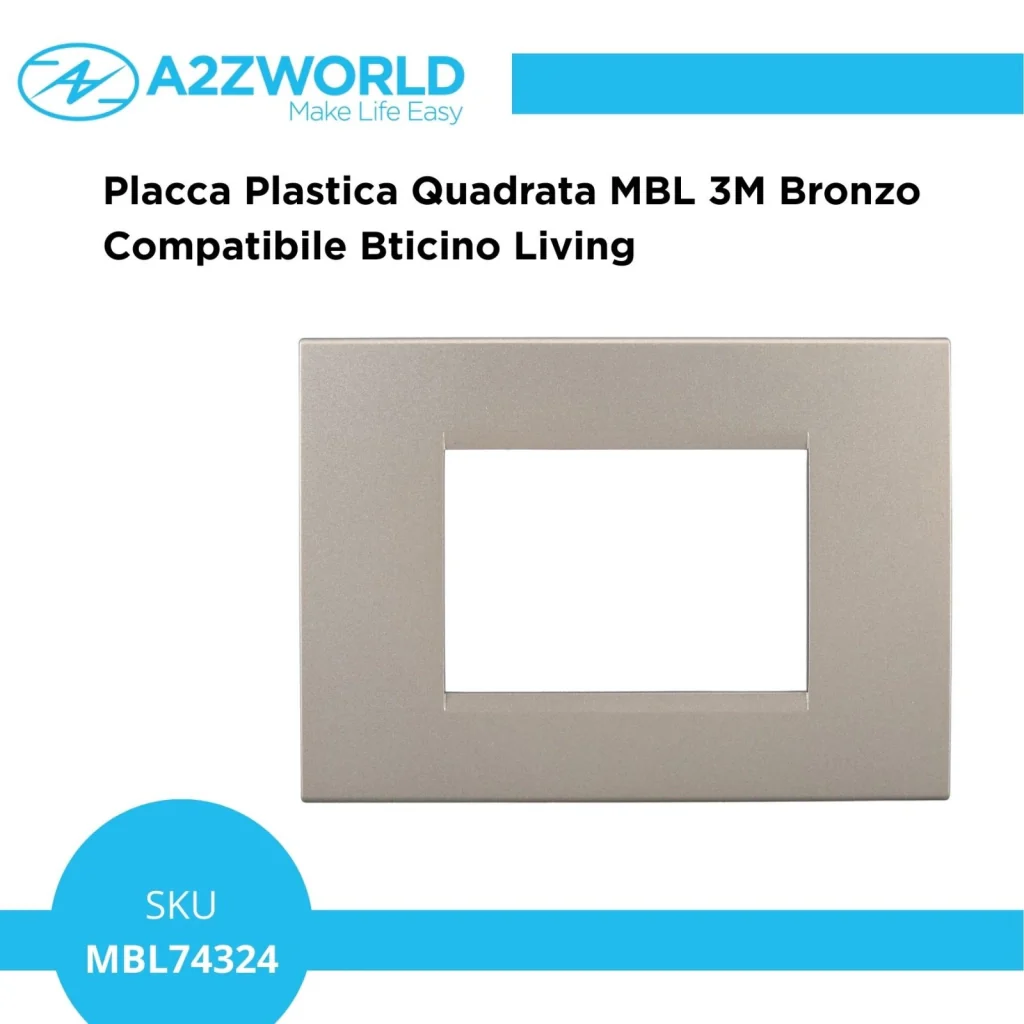 Placca Plastica Quadrata MBL 3M Bronzo Compatibile Bticino Living BLN89310 - Image 2