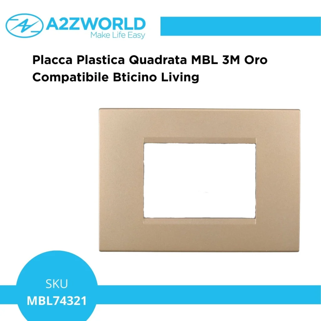 Placca Plastica Quadrata MBL 3M Oro Compatibile Bticino Living BLN89311 - Image 2