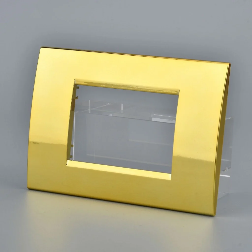 Placca Plastica Quadrata MBL 3M Oro Lucido Compatibile Bticino Living BLN89312 - Image 3