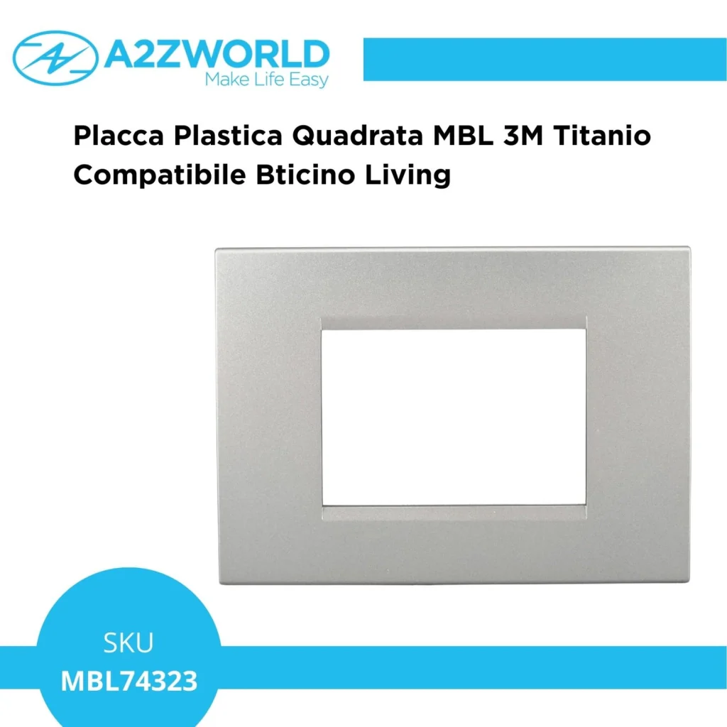Placca Plastica Quadrata MBL 3M Titanio Compatibile Bticino Living BLN89308 - Image 2