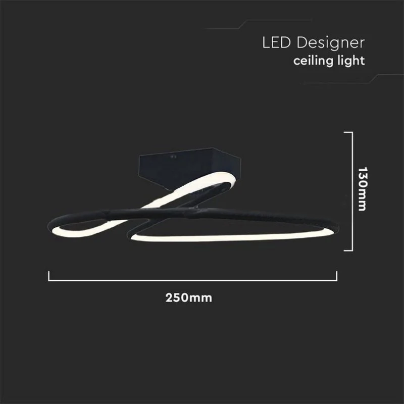 Plafoniera Lampadario LED 20W 2130LM Design Moderno Rotondo Spirale D250X130mm Colore Nero 4000K SKU-6926 - Image 4