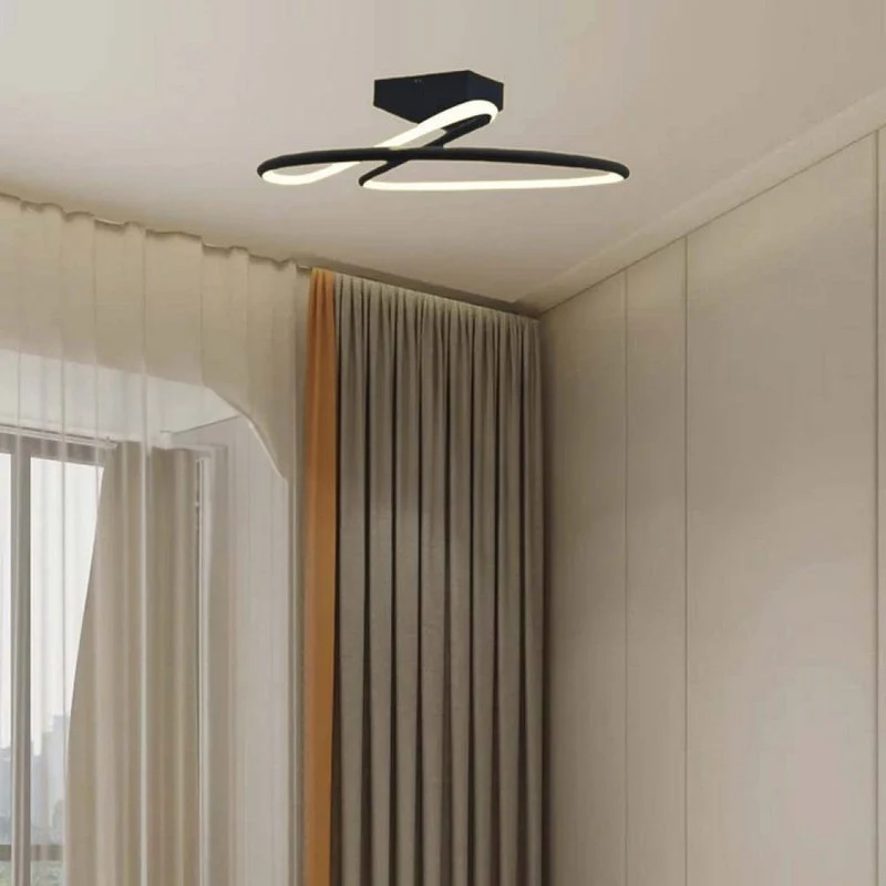 Plafoniera Lampadario LED 20W 2130LM Design Moderno Rotondo Spirale D250X130mm Colore Nero 4000K SKU-6926 - Image 5