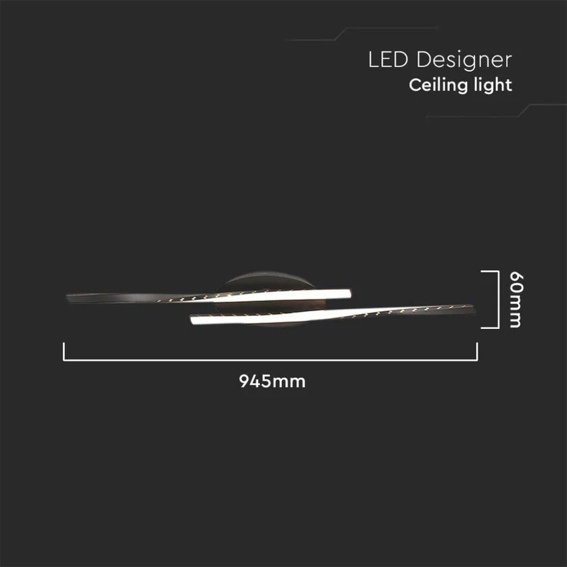 Plafoniera Lampadario LED dal Design Moderno 12W Colore Nero 945*60mm 3000K SKU-7001 - Image 5