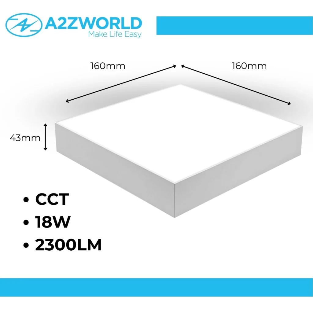 Plafoniera Pannello Led CCT Quadrato 160X160X43mm 18W 2300LM Montaggio a Plafone - Image 3