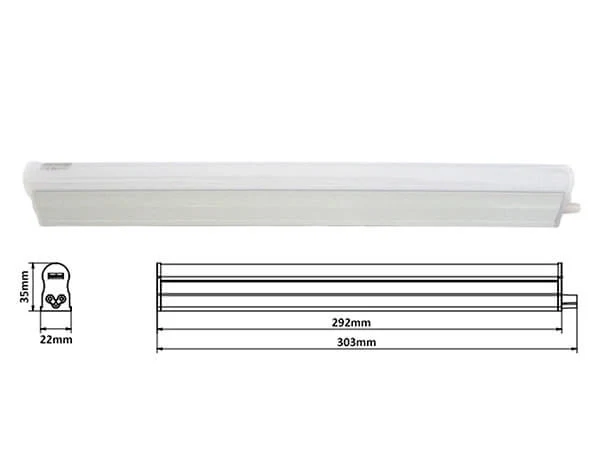 Plafoniera Tubo Led T5, Regletta Led 30cm 4W 220V Bianco Caldo - Image 2
