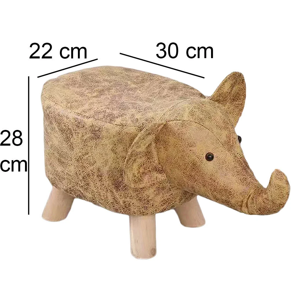 Poggiapiedi Sgabello Basso Forma Elefante Animale Pouf Bambini Colore Marrone - Image 3