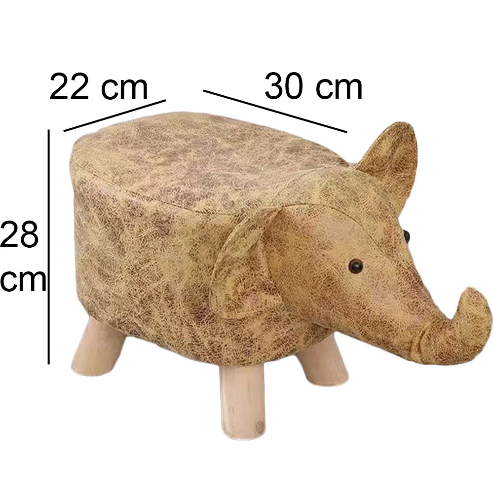 Poggiapiedi Sgabello Basso Forma Elefante Animale Pouf Bambini Colore Marrone - Image 5
