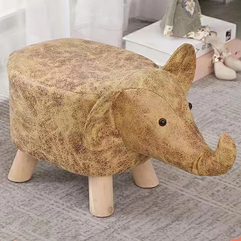 Poggiapiedi Sgabello Basso Forma Elefante Animale Pouf Bambini Colore Marrone - Image 7