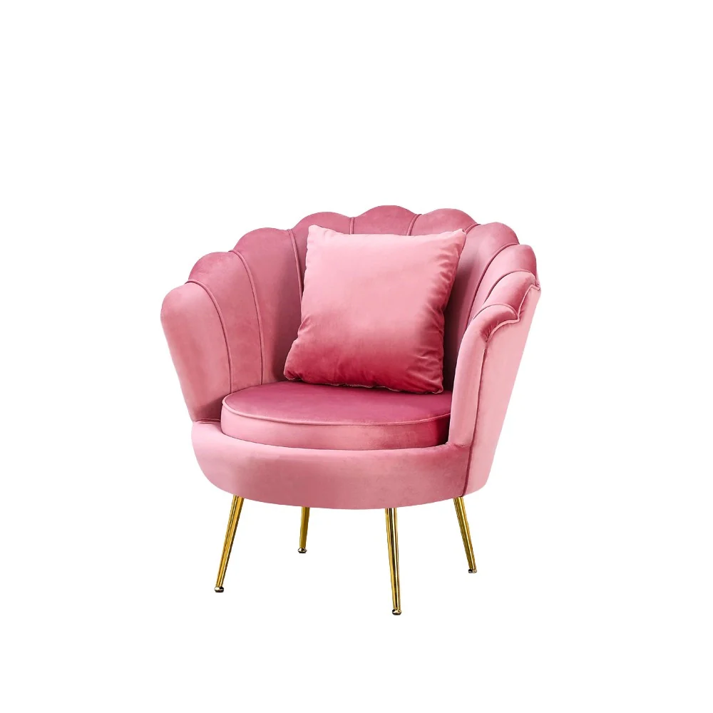 Poltrona a conchiglia Orel in velluto UF910-7 rosa e gambe oro - Image 3