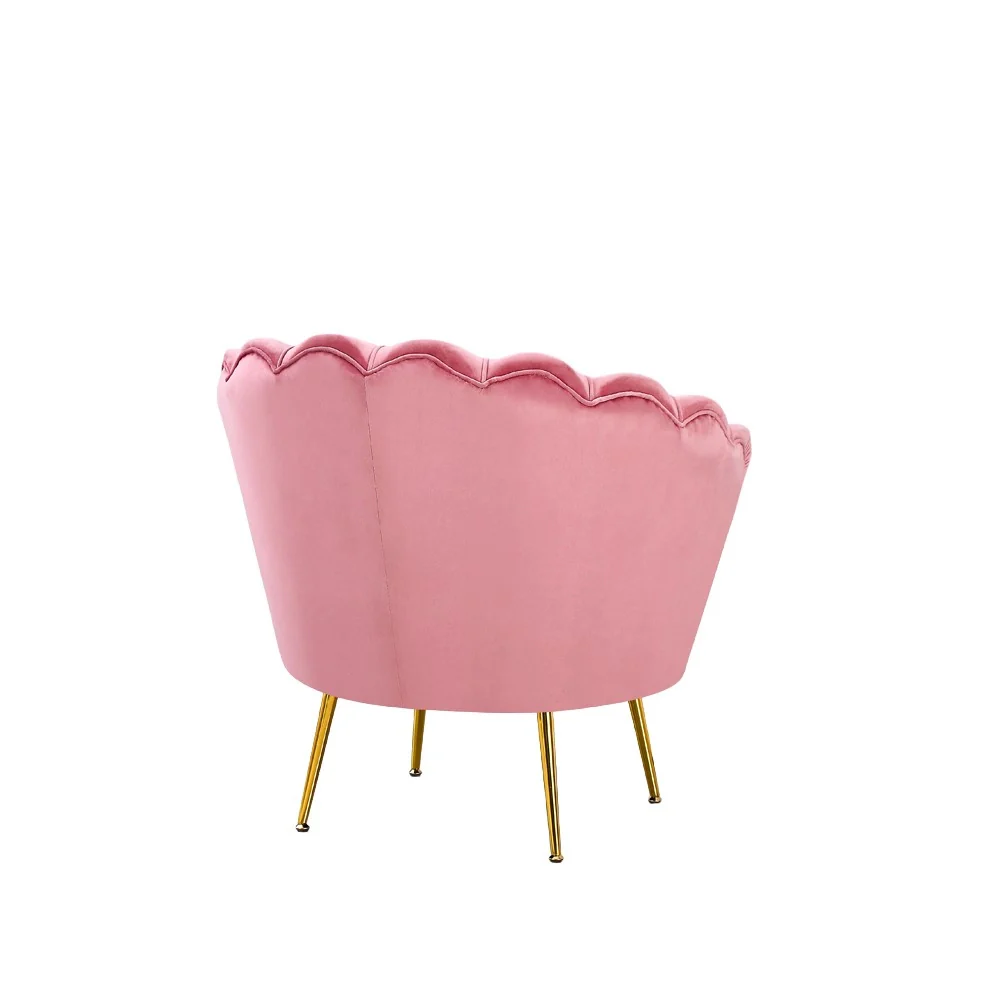 Poltrona a conchiglia Orel in velluto UF910-7 rosa e gambe oro - Image 4