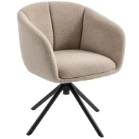 Poltrona Imbottita con Comoda Seduta, Girevole, Rivestimento Morbido, Fino a 120 kg, Marrone Chiaro - Image 6