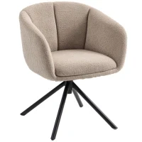 Poltrona Imbottita con Comoda Seduta, Girevole, Rivestimento Morbido, Fino a 120 kg, Marrone Chiaro - Image 7