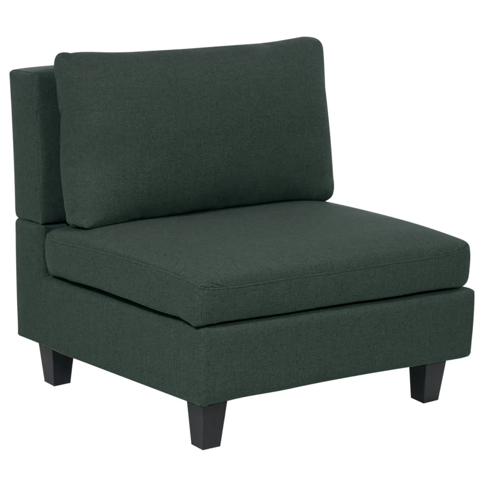 Poltrona imbottita in tessuto Verde Scuro a 1 posto sezione modulare stile moderno scandinavo soggiorno