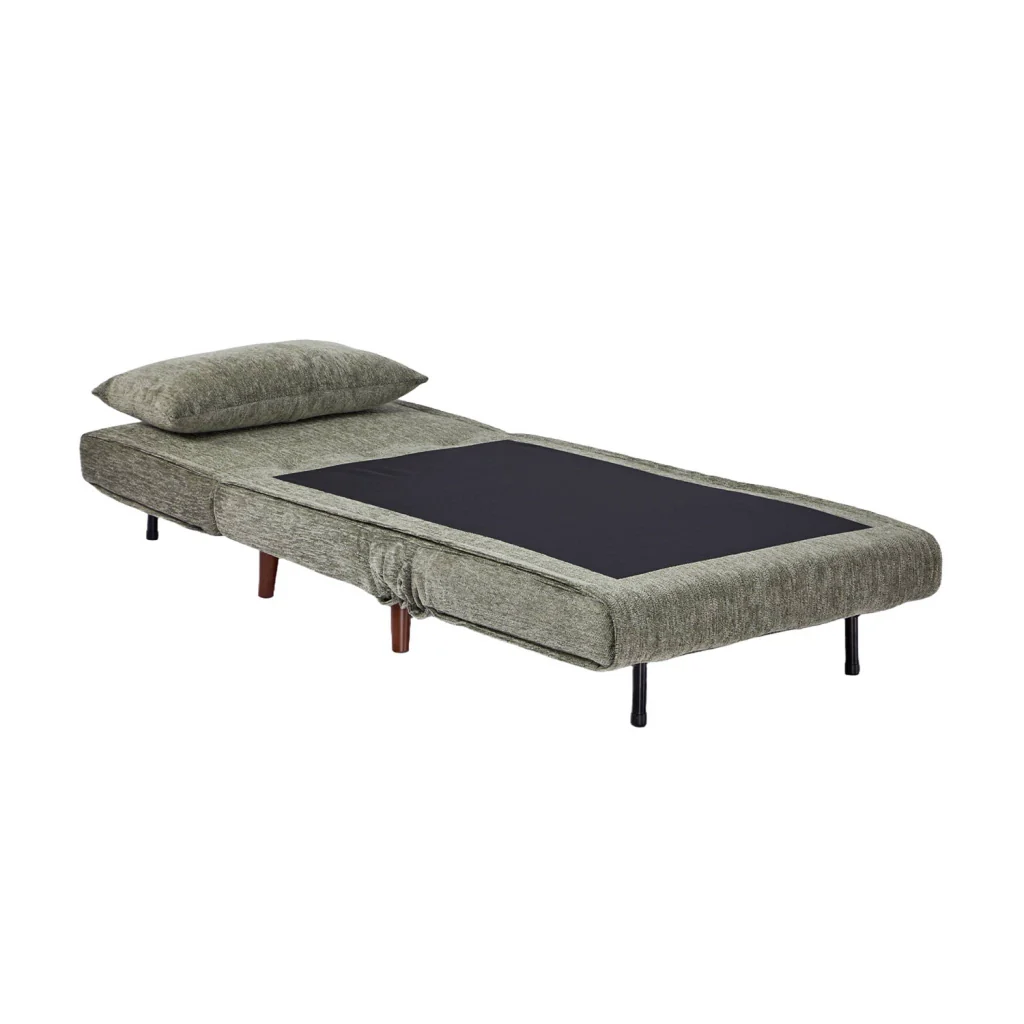 Poltrona letto convertibile in tessuto ciniglia, verde - Image 3