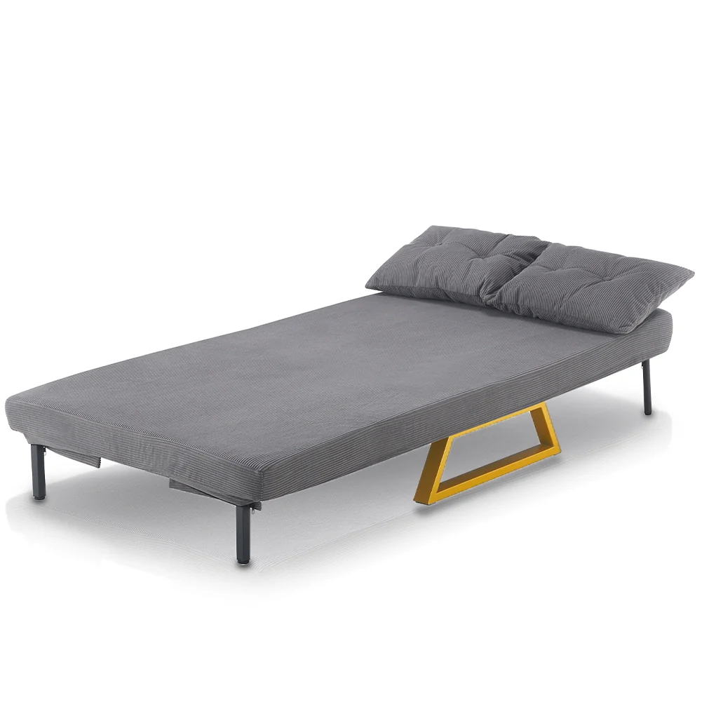Poltrona Letto Reclinabile 2 Posti Chaise Lounge in Velluto Convertibile Grigio - Image 2