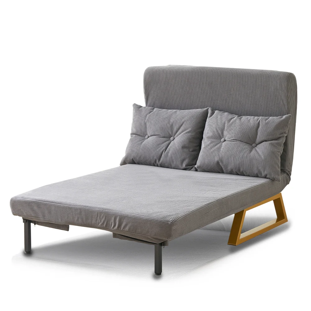 Poltrona Letto Reclinabile 2 Posti Chaise Lounge in Velluto Convertibile Grigio - Image 3