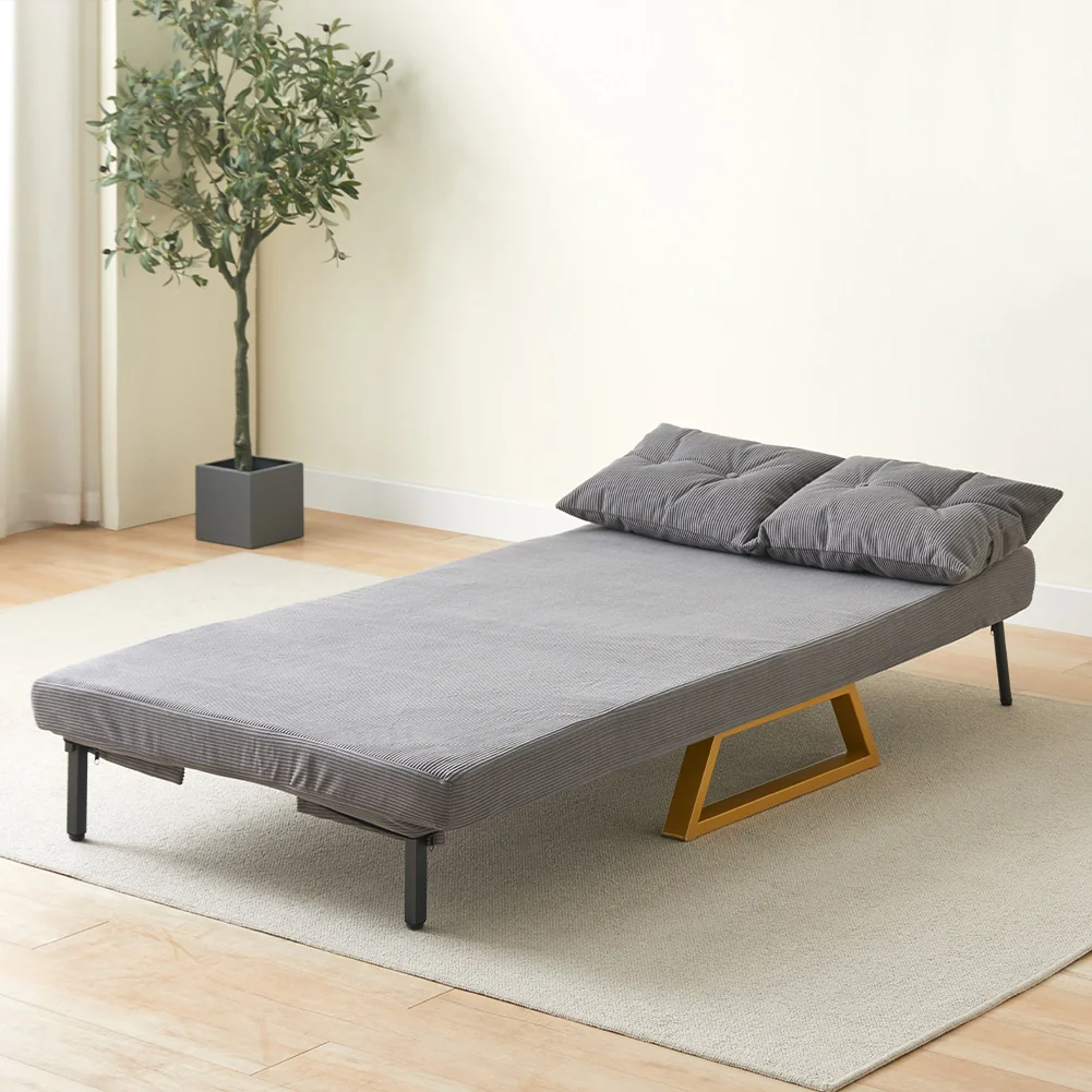Poltrona Letto Reclinabile 2 Posti Chaise Lounge in Velluto Convertibile Grigio - Image 6