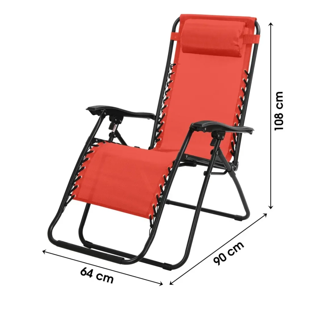 Poltrona relax da esterno colore rosso 90x108x64 cm - Image 2