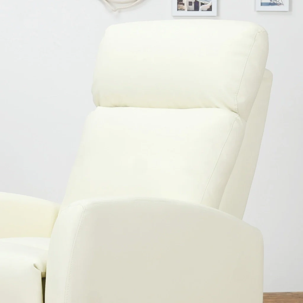 Poltrona Relax Reclinabile Ergonomica in Similpelle 65x92x100 cm Crema - Image 8