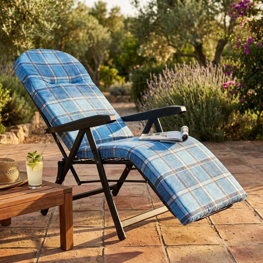 Poltrona Sdraio relax reclinabile in Tessuto Acciaio cm 155x60x60 - ANETTE