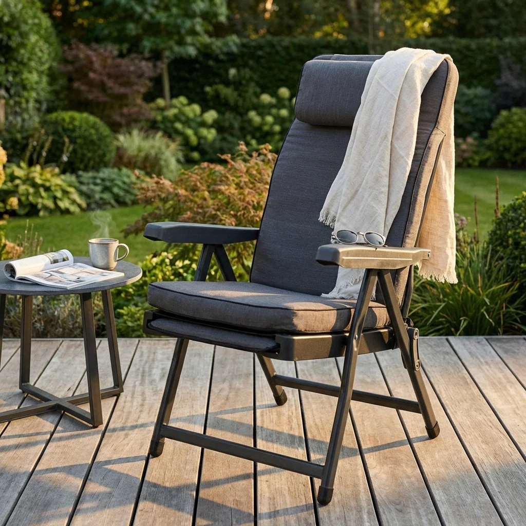 Poltrona Sdraio relax reclinabile in Tessuto Acciaio cm 155x60x60 - MORTY