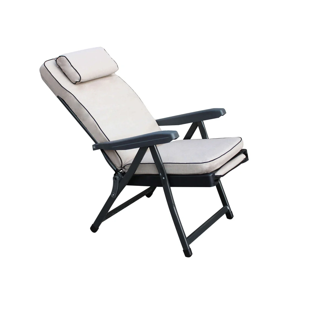 Poltrona Sdraio relax reclinabile in Tessuto Acciaio cm 155x60x60 - MORTY - Image 2