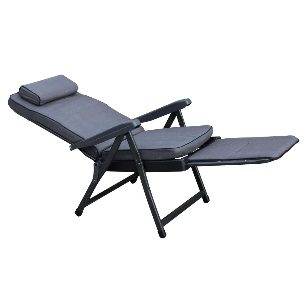 Poltrona Sdraio relax reclinabile in Tessuto Acciaio cm 155x60x60 - MORTY - Image 4
