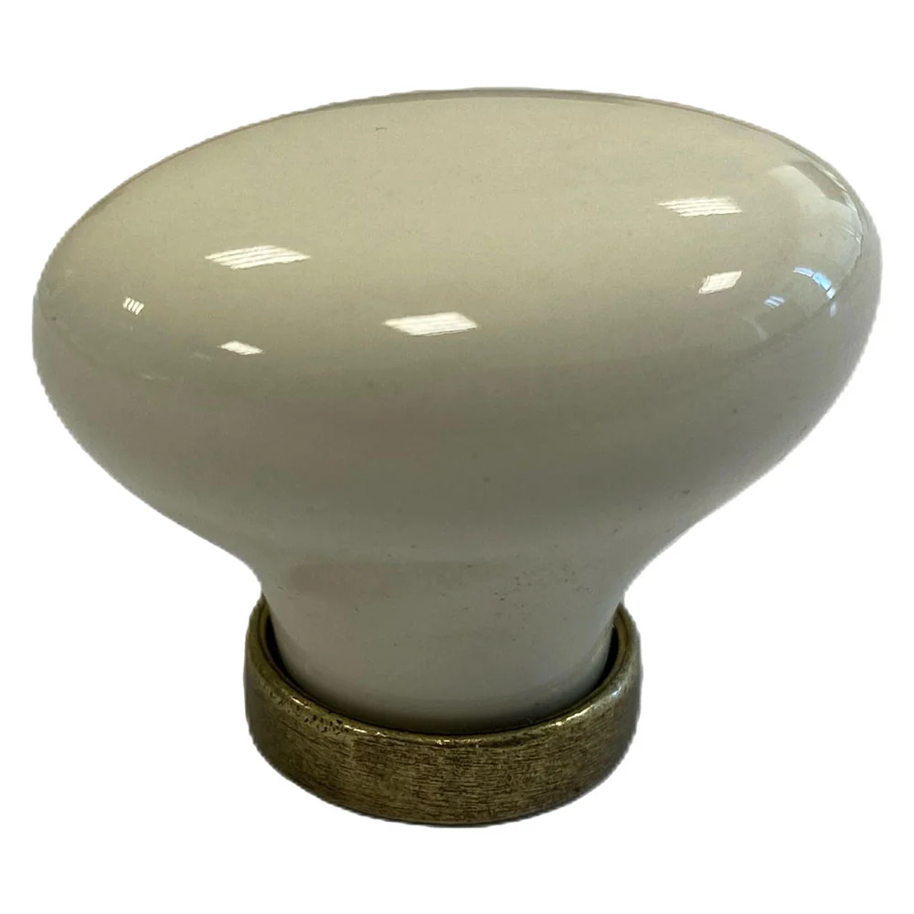 POMOLO PER MOBILI 'OVALE' base ott.vecchio / fondo avorio / decoro N.02- 10 pezzi