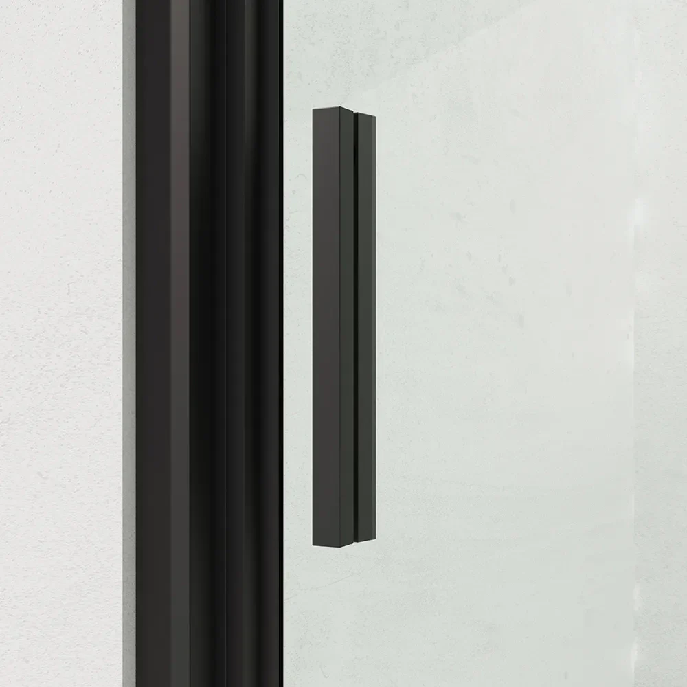 Porta doccia 120cm profili slim nero opaco vetro 6mm trasparente h190 | Portofino - Image 6