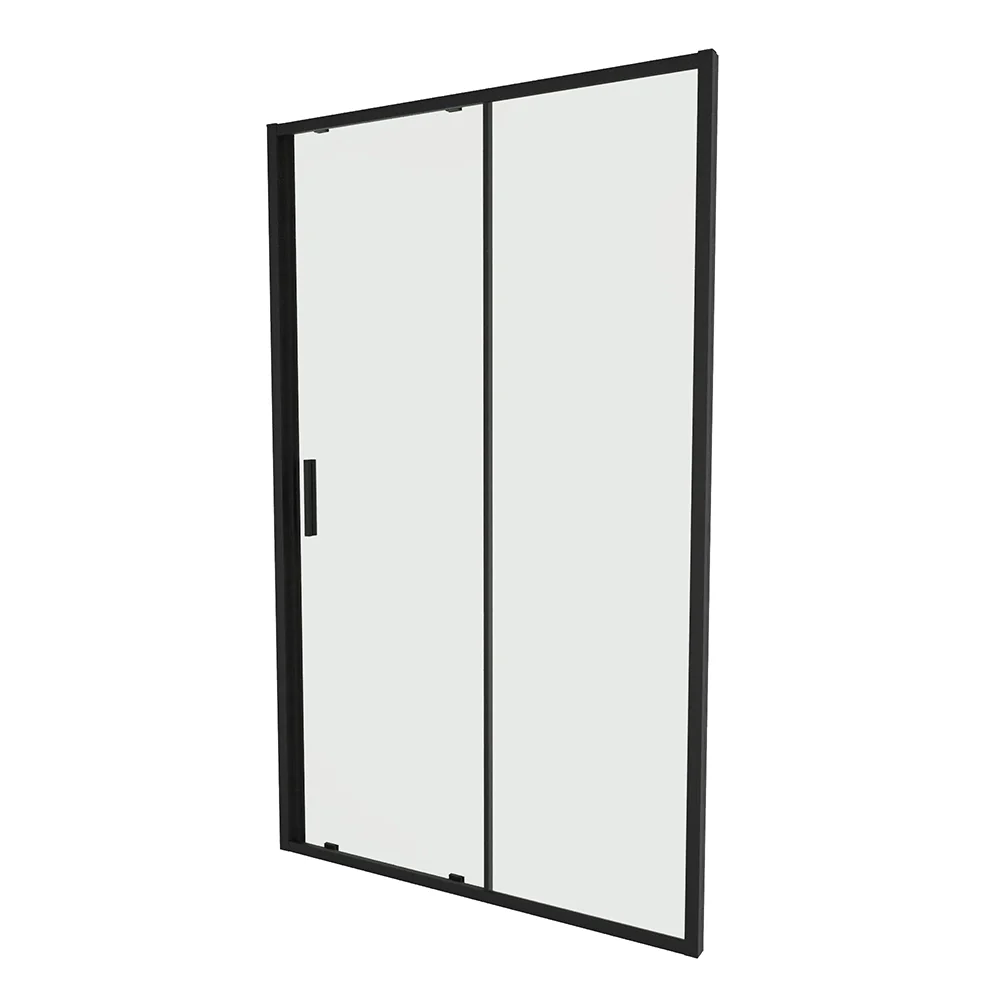 Porta doccia 120cm profili slim nero opaco vetro 6mm trasparente h190 | Portofino - Image 7