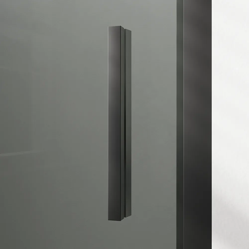 Porta doccia 75cm con apertura a battente profili slim nero opaco vetro 6mm trasparente h190 | Portofino - Image 6