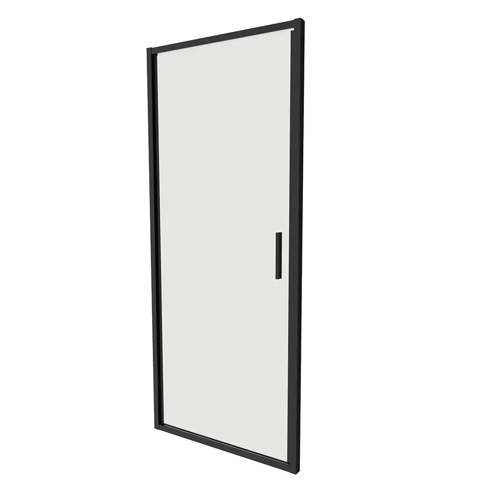 Porta doccia 75cm con apertura a battente profili slim nero opaco vetro 6mm trasparente h190 | Portofino - Image 7