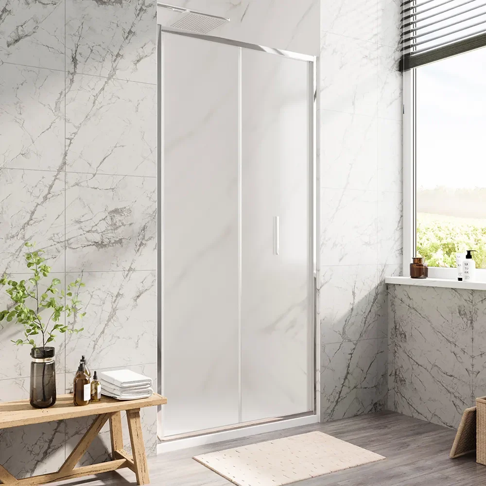 Porta doccia 80cm con apertura a libro profili slim cromati vetro 6mm opaco h190 | Portofino - Image 2