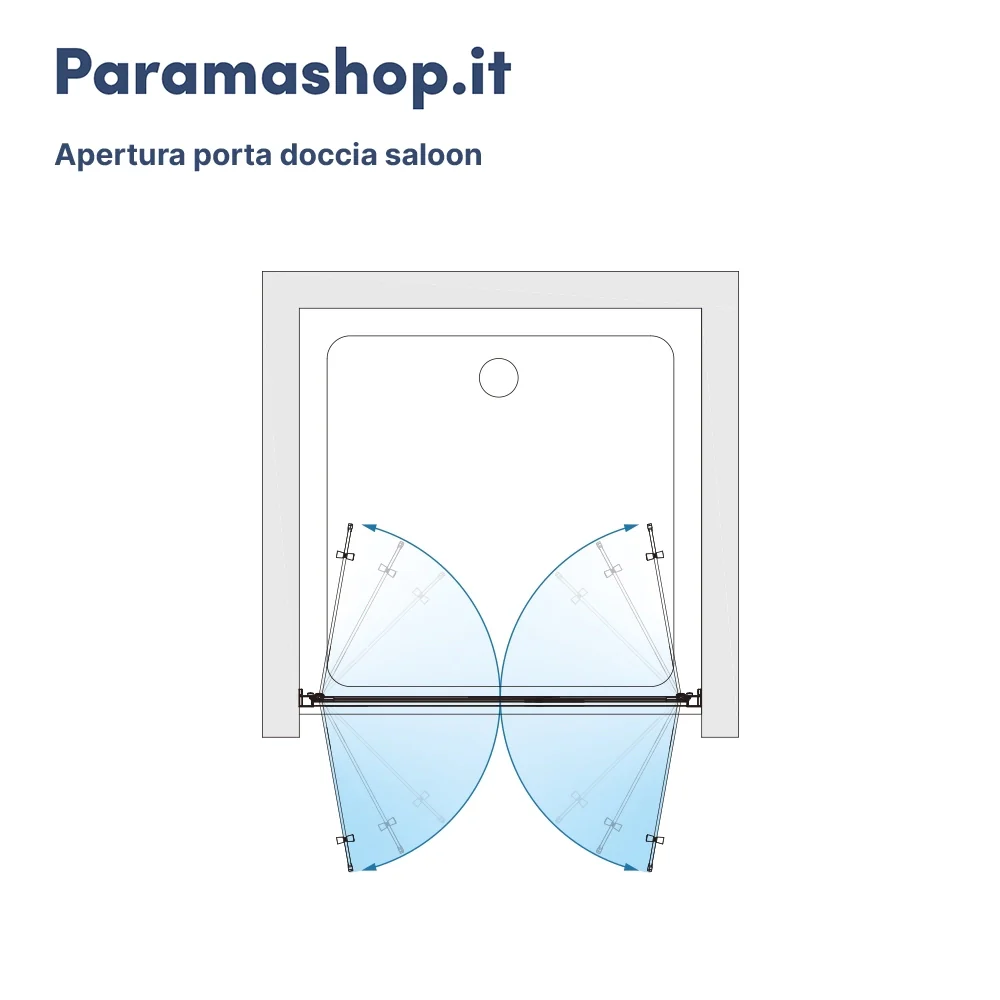 Porta doccia 80cm con apertura saloon profili slim nero opaco vetro 6mm trasparente h190 | Portofino - Image 8
